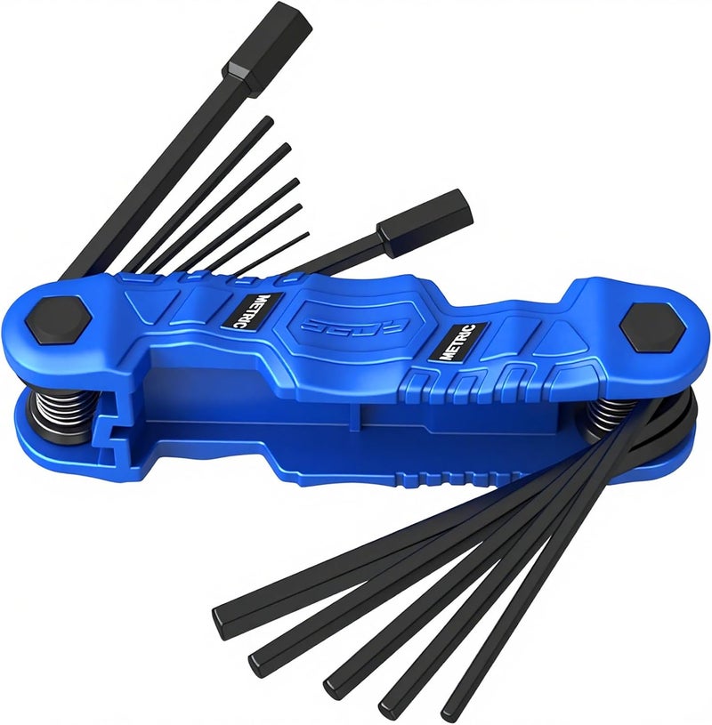 SEDY 12-Piece Large Folding Hex Key Set Metric (1.5-12mm), Heavy Duty Allen Wrench Set, Portable Tool for Archery, Bike Repair, Furniture, and Basic Home Maintenance (Blue) - Image 1